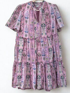 Women's Crown and Ivy Dress Floral Pink Baby Doll Tiered Size XXL/2X